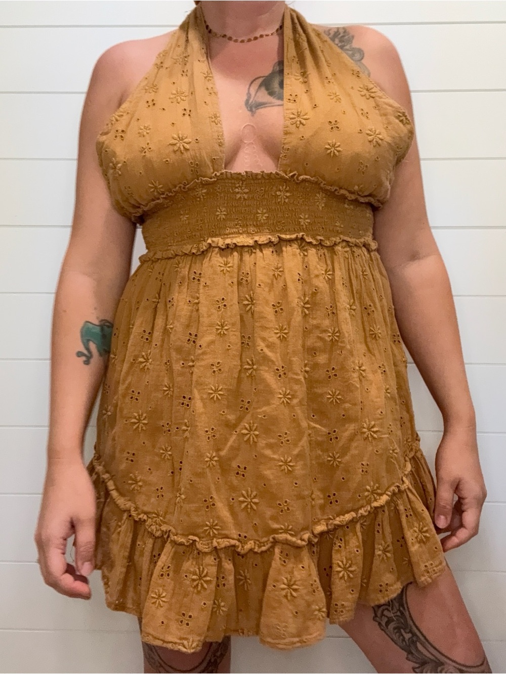 aerie Rust Halter Ruffle Mini Dress - Picture 3 of 8